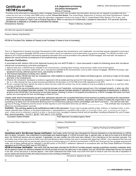 Document preview: Form HUD-92902 Certificate of Hecm Counseling