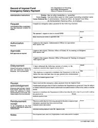 Document preview: Form HUD-1026 Record of Imprest Fund Emergency Salary Payment