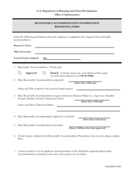 Document preview: Form HUD-11601 Reasonable Accommodation Information Reporting Form