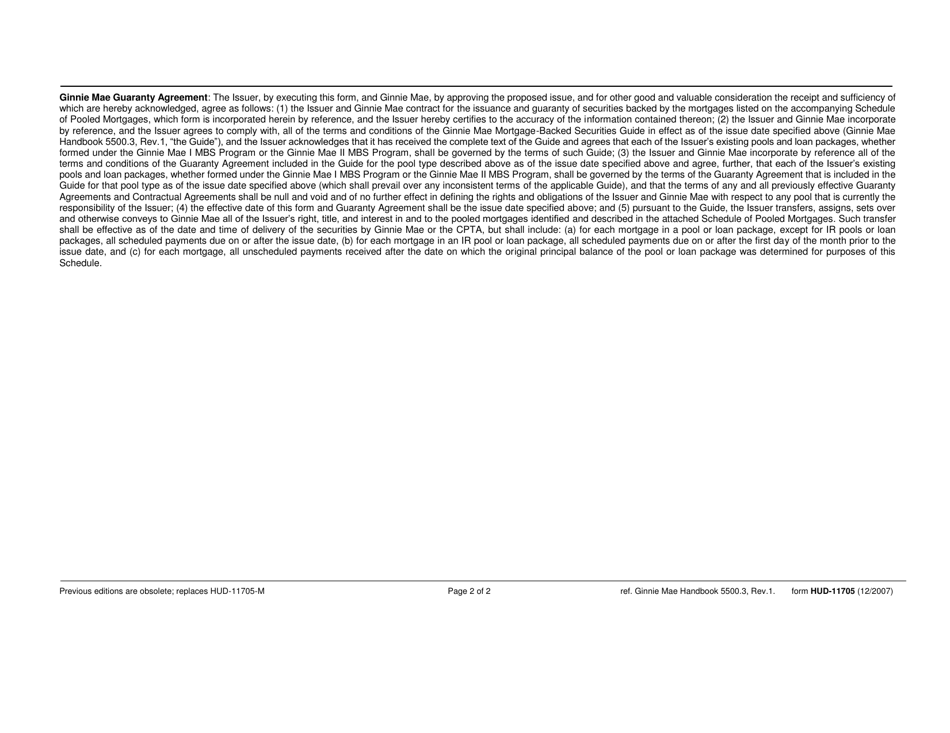 Form HUD-11705 Schedule of Subscribers and Ginnie Mae Guaranty Agreement, Page 2