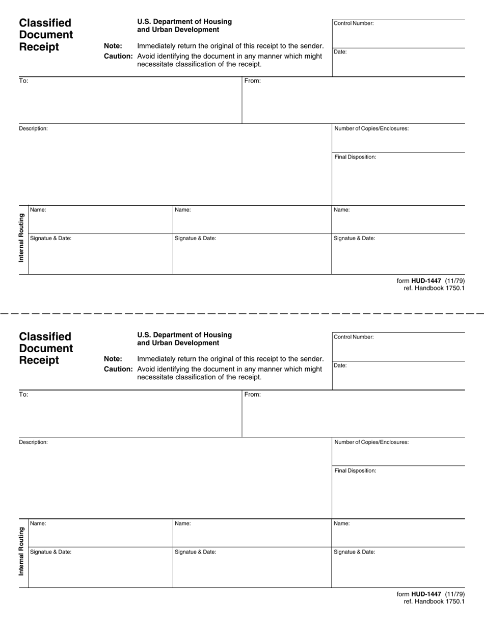 Form HUD-1447 Classified Document Receipt, Page 1