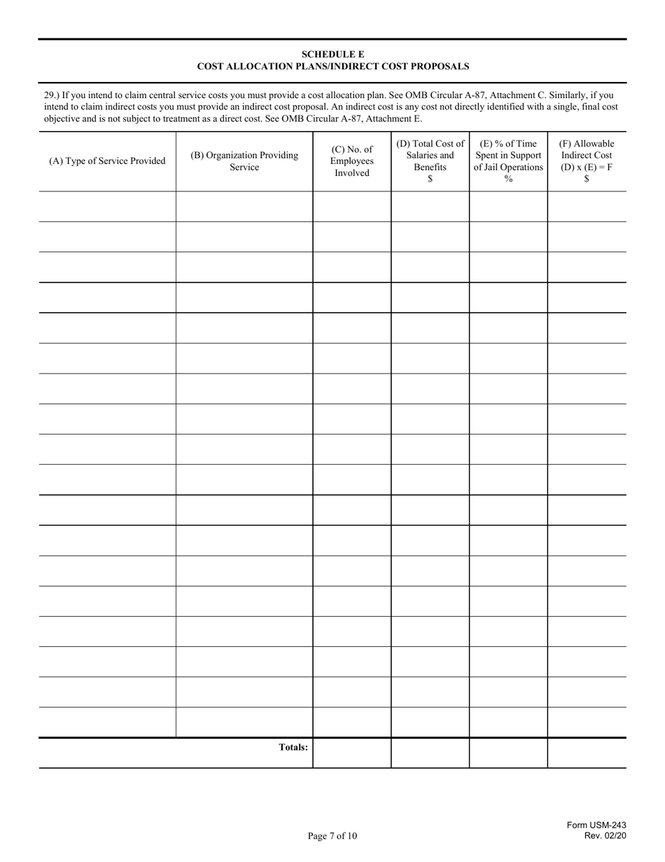 Form USM-243 - Fill Out, Sign Online and Download Fillable PDF ...