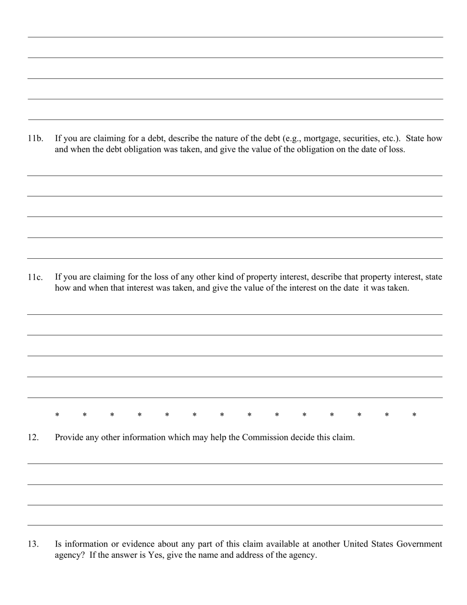 FCSC Form 1-04 Statement of Claim Form for Filing of Claims Under the Agreement Between the Government of the United States of America and the Government of the Republic of Albania, Page 5