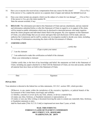 FCSC Form 1-04 Statement of Claim Form for Filing of Claims Under the Agreement Between the Government of the United States of America and the Government of the Republic of Albania, Page 6