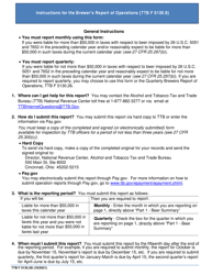 Document preview: Instructions for TTB Form 5130.26SM Quarterly Brewer's Report of Operations