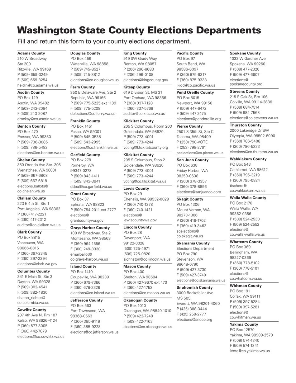 Washington State Voter Registration Cancellation Form - Washington, Page 2
