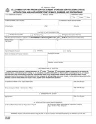Document preview: Form DS-1992 Allotment of Pay/Prior Service Credit (Foreign Service Employees) Application and Authorization to Make, Change, or Discontinue