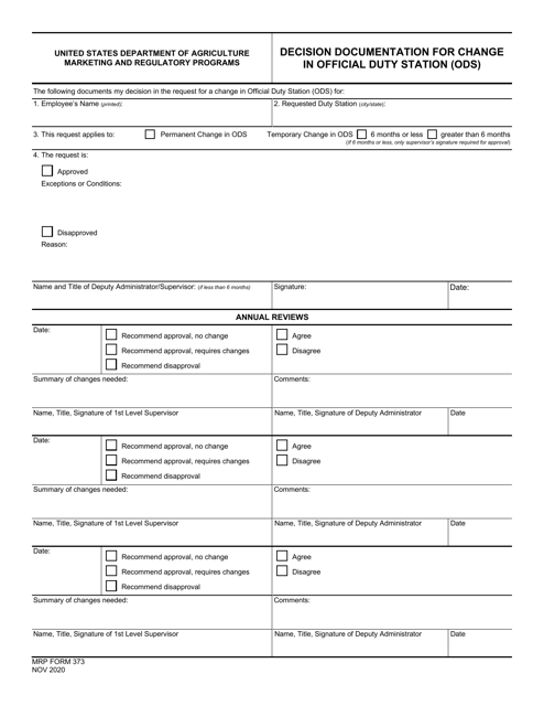MRP Form 373  Printable Pdf