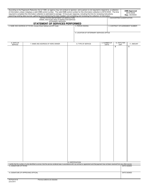 VS Form 8-18  Printable Pdf