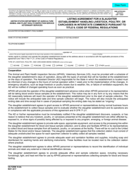 VS Form 10-6A Listing Agreement for a Slaughter Establishment Handling Livestock, Poultry, or Carcasses in Interstate Commerce Pursuant to Title 9, Code of Federal Regulations