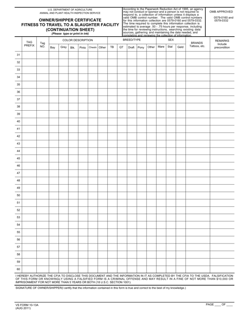VS Form 10-13A  Printable Pdf