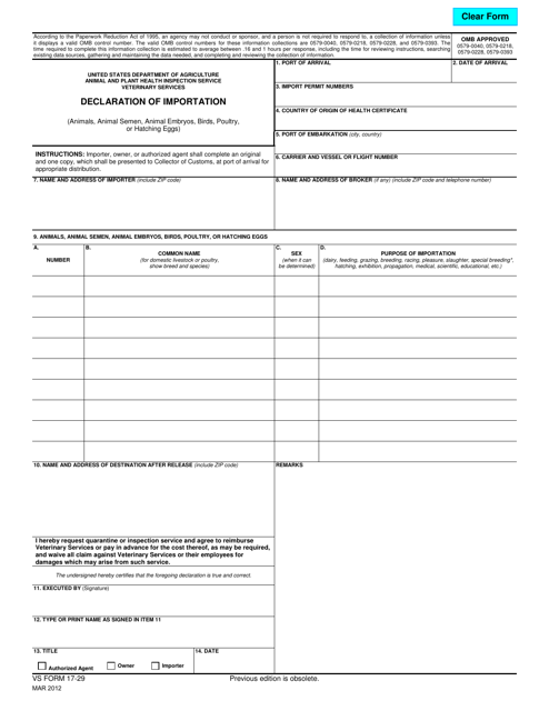 VS Form 17-29  Printable Pdf