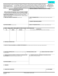 Document preview: VS Form 17-129 Application for Import or in Transit Permit