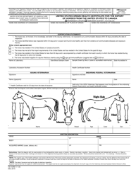 Document preview: VS Form 17-145 United States Origin Health Certificate for the Export of Horses From the United States to Canada