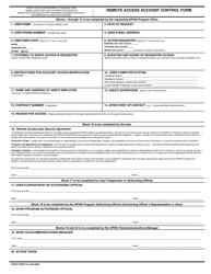 APHIS Form 516 Remote Access Account Control Form