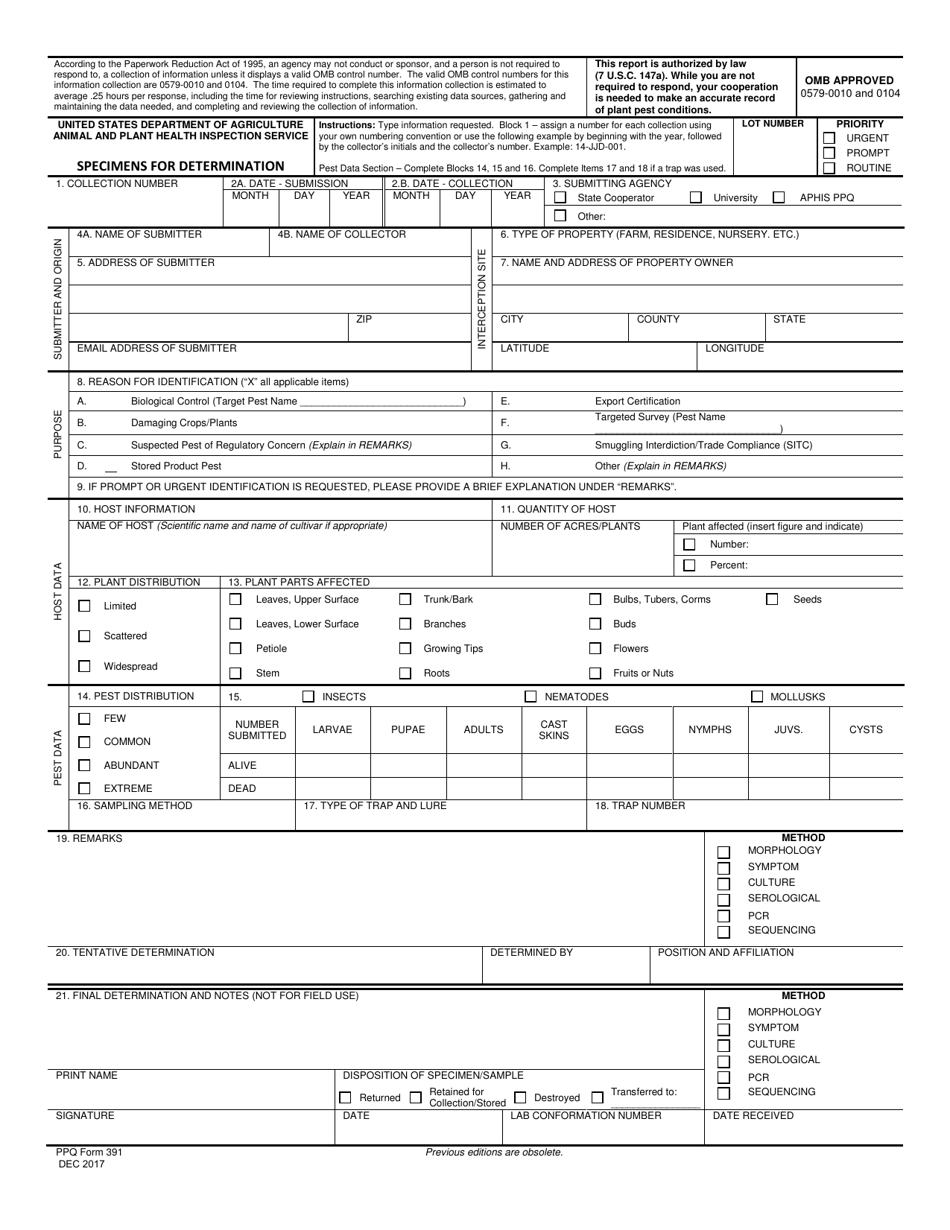 PPQ Form 391 - Fill Out, Sign Online and Download Fillable PDF ...