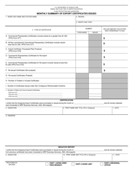 PPQ Form 575 Monthly Summary of Export Certificates Issued, Page 2