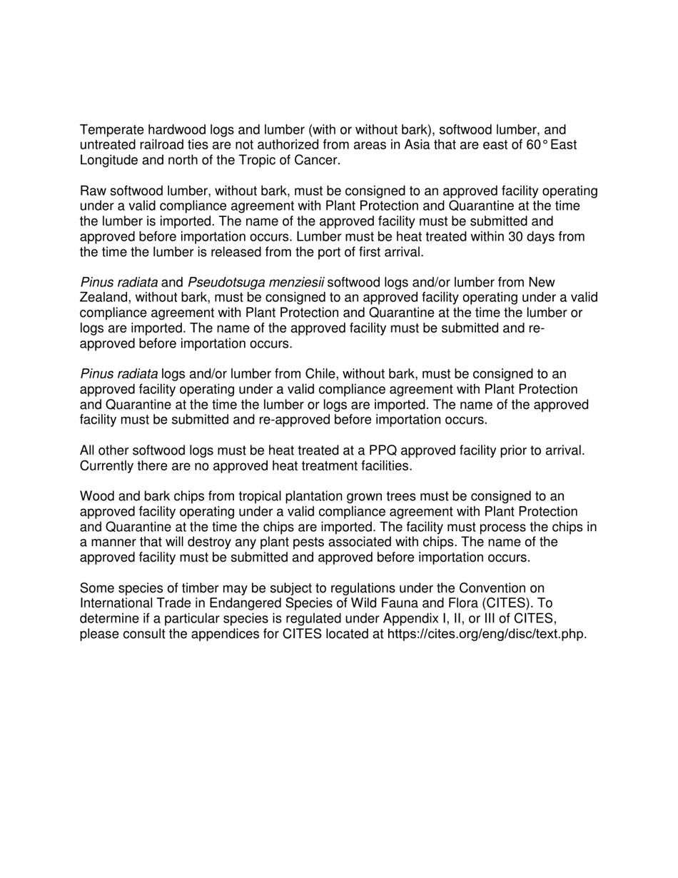 PPQ Form 585 Application for Permit to Import Timber or Timber Products, Page 2