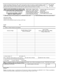 Document preview: PPQ Form 585 Application for Permit to Import Timber or Timber Products