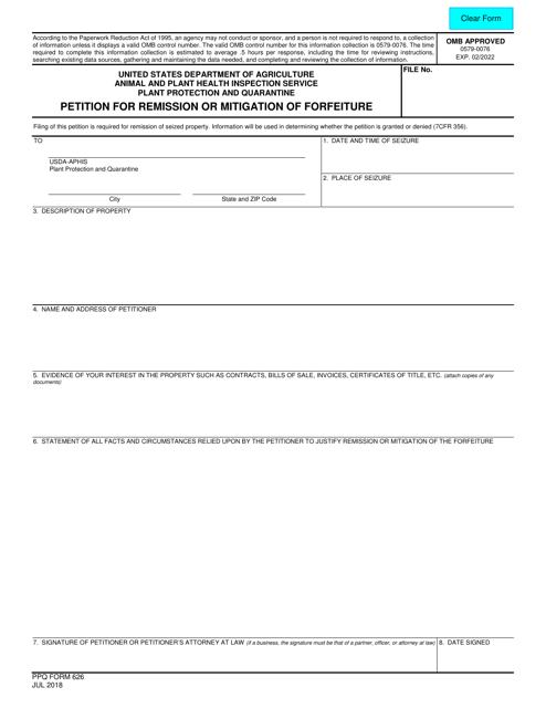 PPQ Form 626 - Fill Out, Sign Online and Download Fillable PDF ...