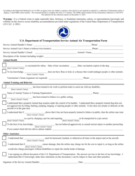 Document preview: U.S. Department of Transportation Service Animal Air Transportation Form