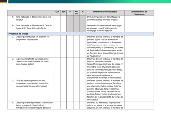 Checklist and Monitoring Tool for Triage of Suspected Covid-19 Cases in Non-US Healthcare Settings (French), Page 5