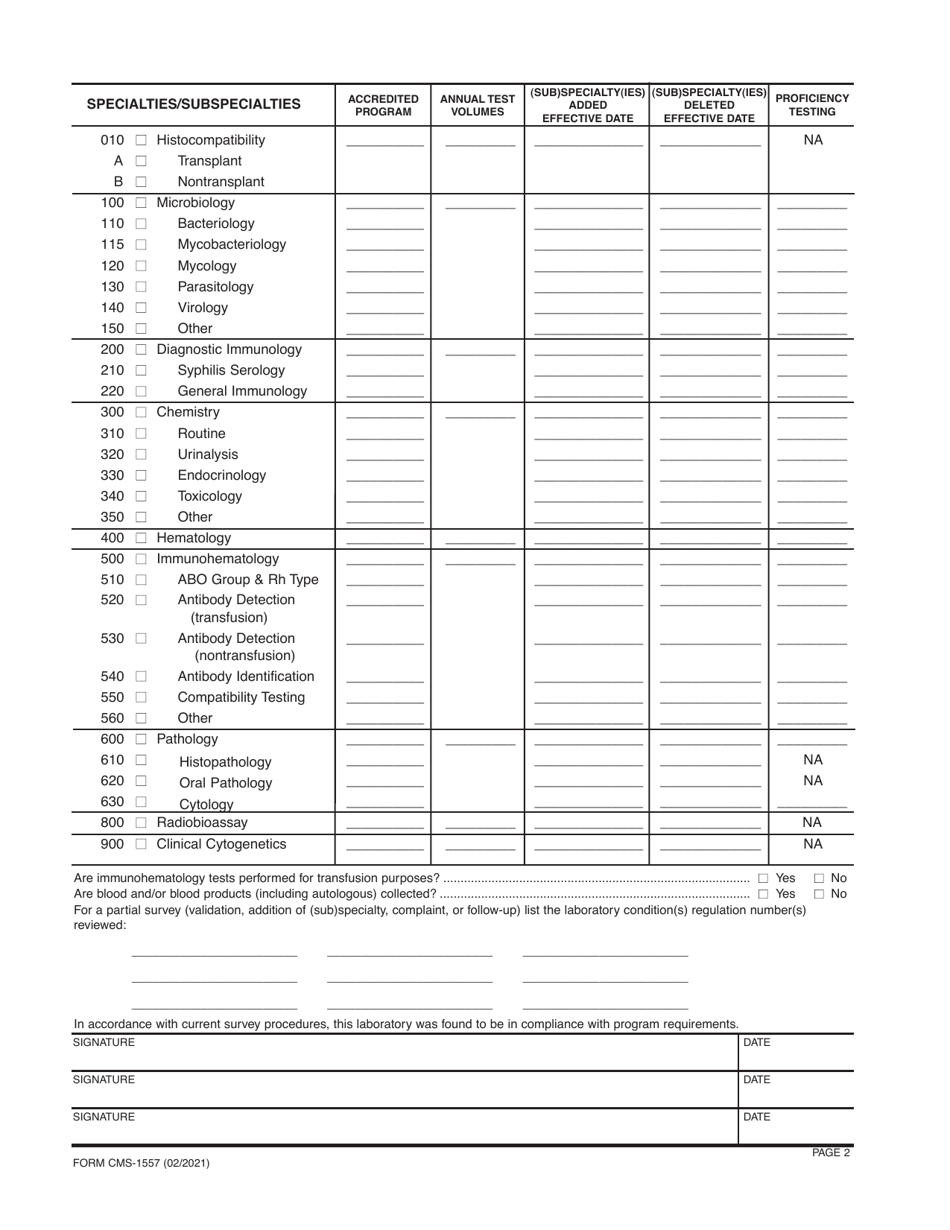 Form CMS-1557 Download Fillable PDF or Fill Online Survey Report Form ...