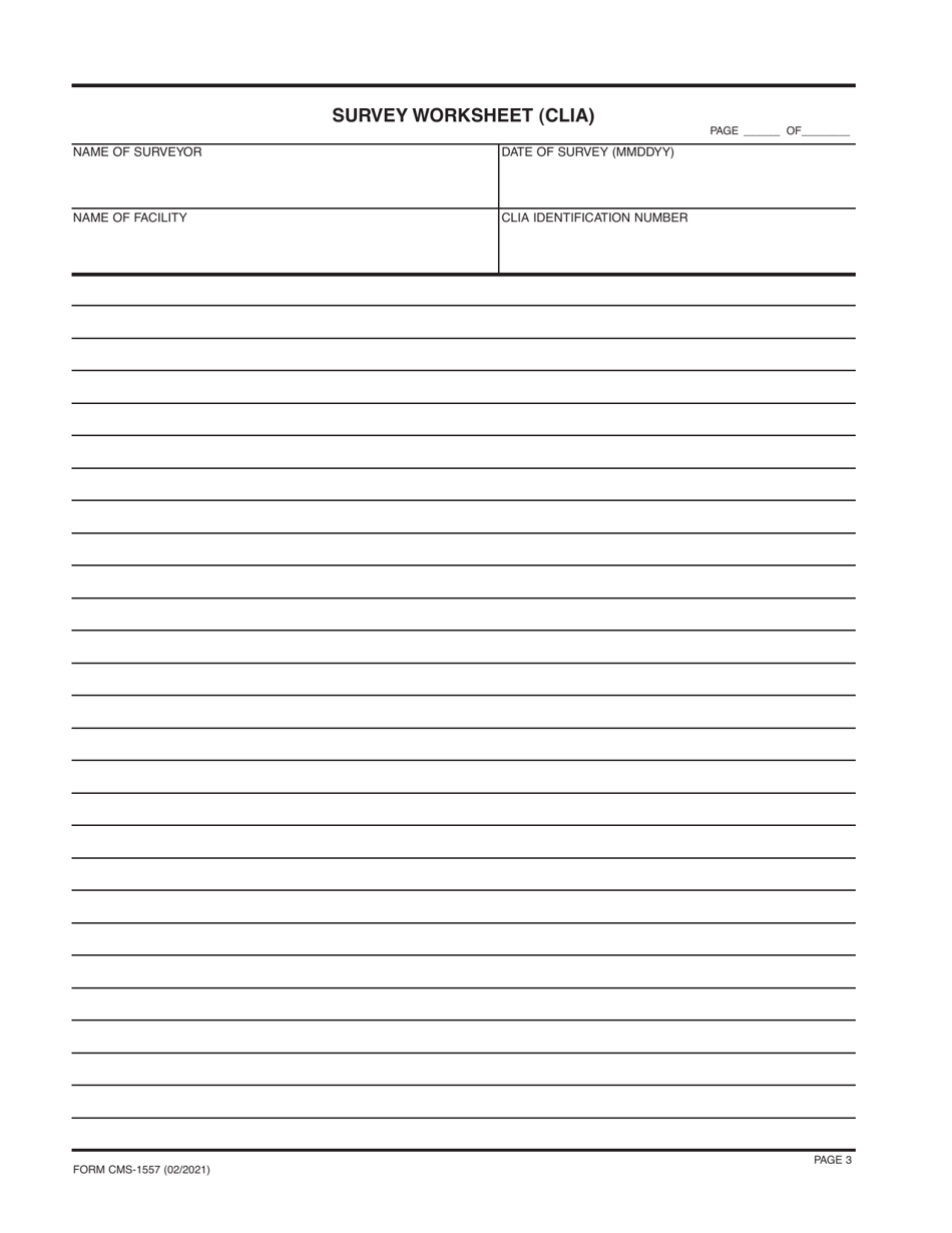 Form CMS-1557 Survey Report Form (Clia), Page 3