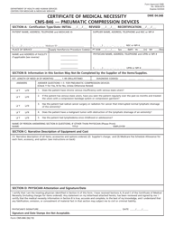 Form CMS-846 Certificate of Medical Necessity - Pneumatic Compression Devices