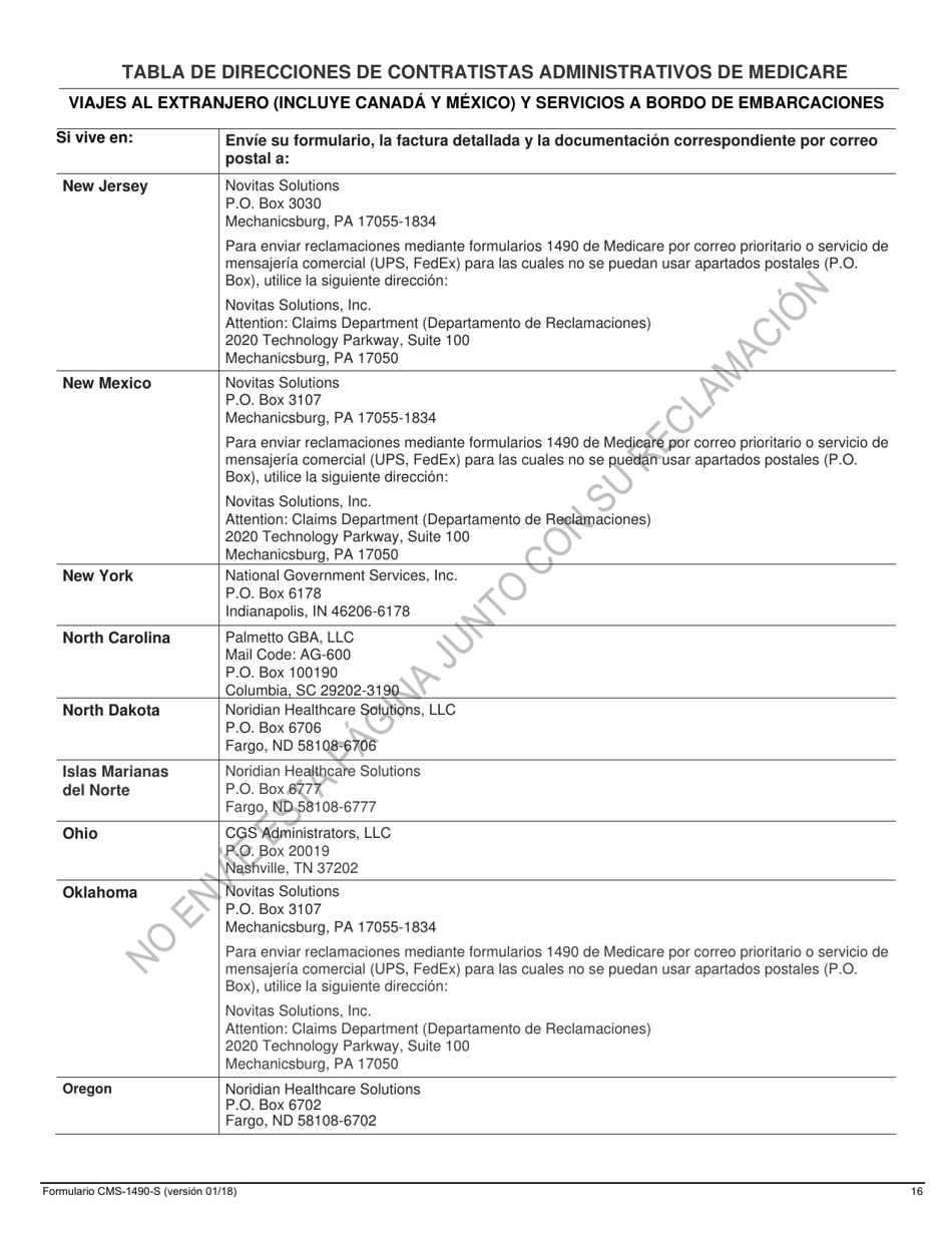 Formulario CMS-1490-S Solicitud Del Paciente Para Pago Medico (Spanish), Page 16
