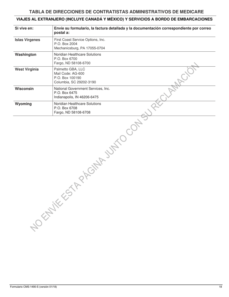 Formulario CMS-1490-S Solicitud Del Paciente Para Pago Medico (Spanish), Page 18