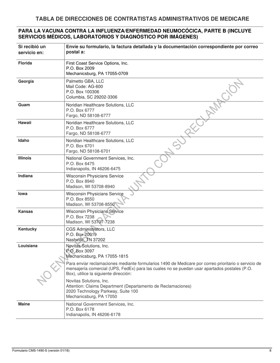 Formulario CMS-1490-S Solicitud Del Paciente Para Pago Medico (Spanish), Page 8