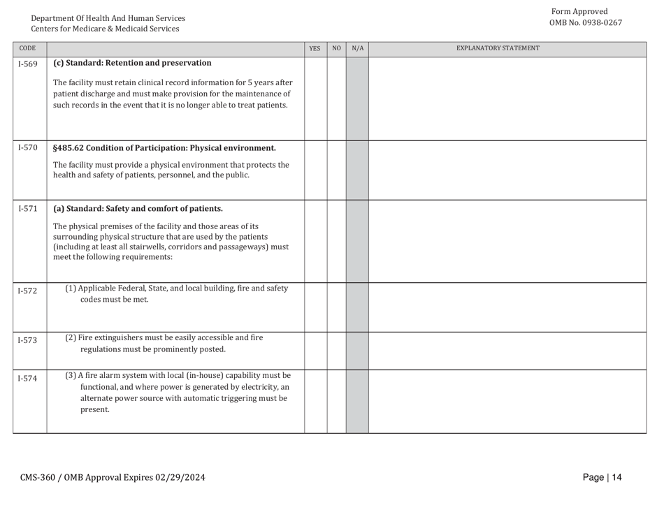 Form CMS-360 Comprehensive Outpatient Rehabilitation Facility Survey Report, Page 14