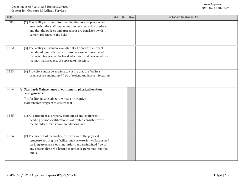 Form CMS-360 Comprehensive Outpatient Rehabilitation Facility Survey Report, Page 16