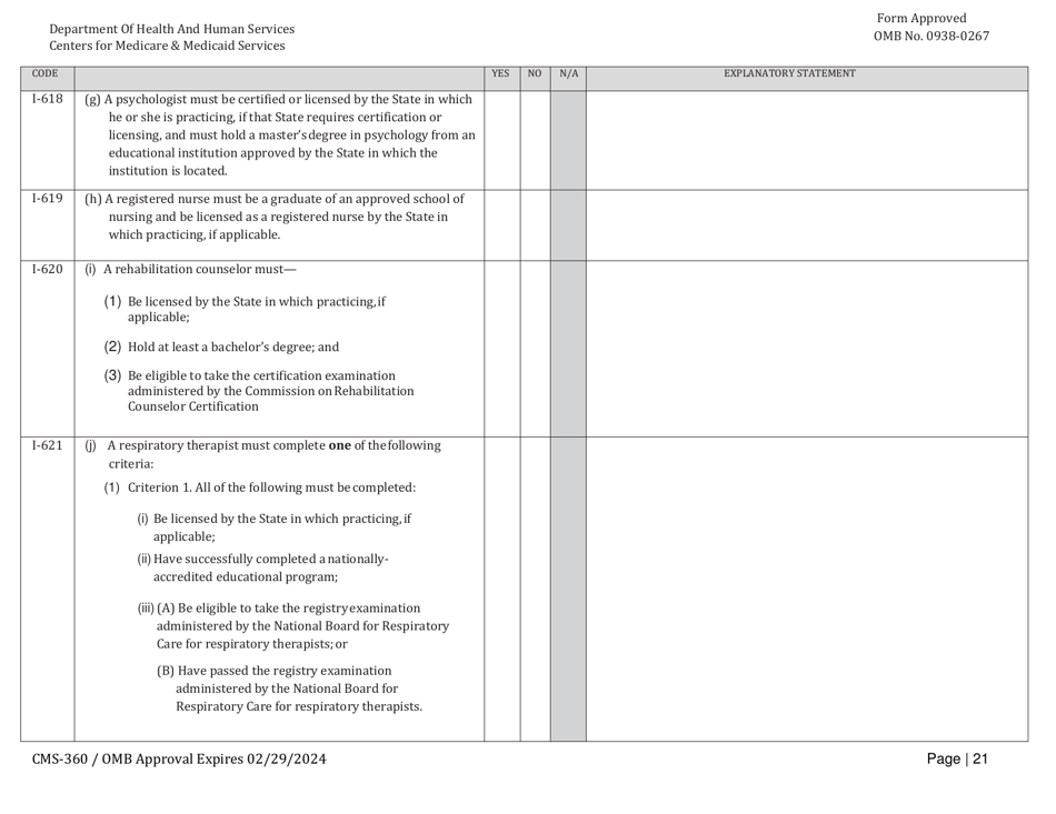 Form CMS-360 Comprehensive Outpatient Rehabilitation Facility Survey Report, Page 21