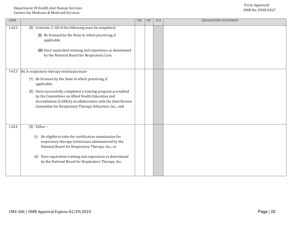 Form CMS-360 Comprehensive Outpatient Rehabilitation Facility Survey Report, Page 22