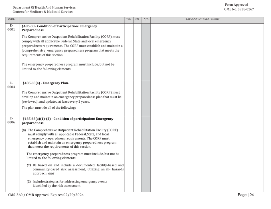 Form CMS-360 Comprehensive Outpatient Rehabilitation Facility Survey Report, Page 24