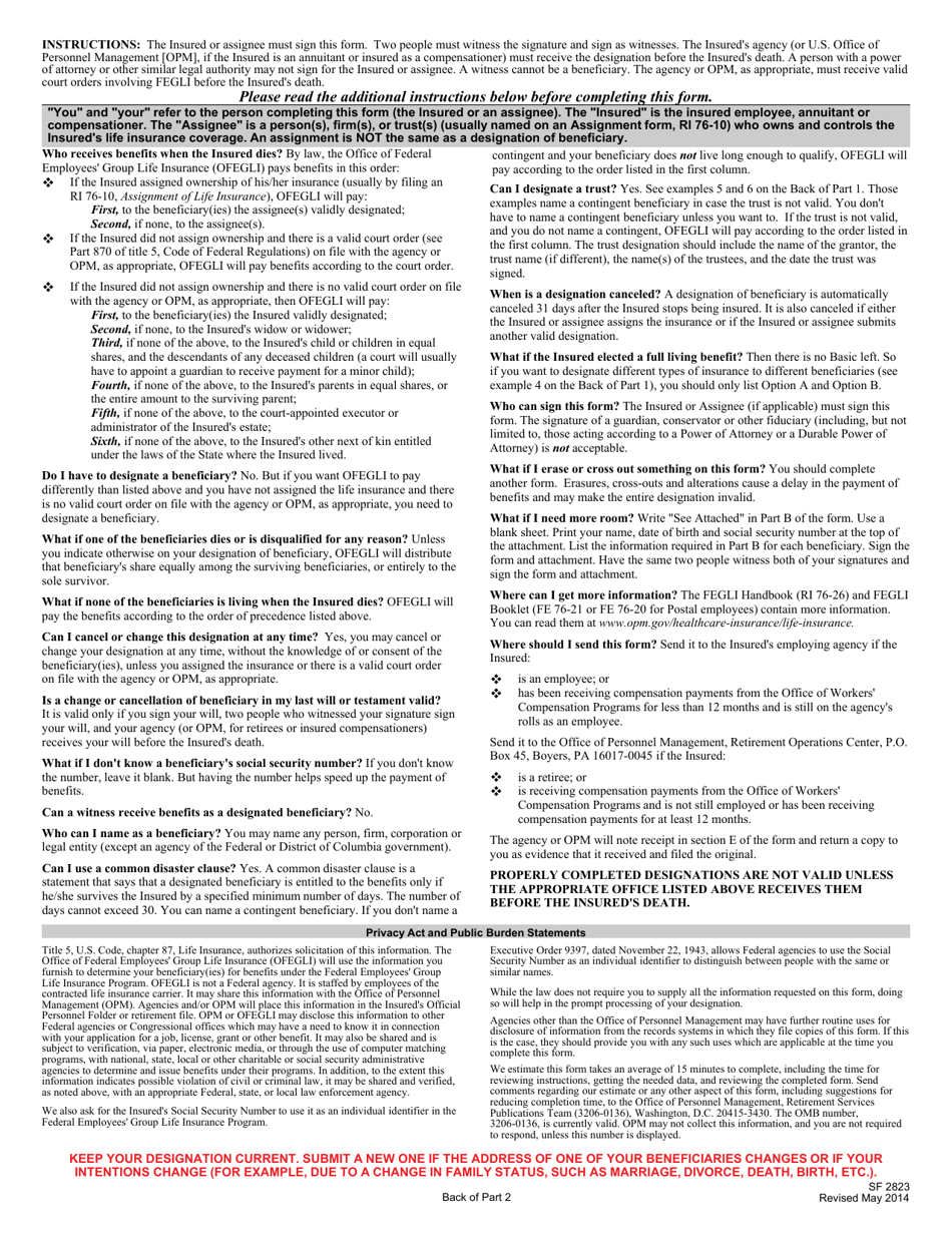 Form SF2823 Designation of Beneficiary - Federal Employees Group Life Insurance (Fegli) Program, Page 3