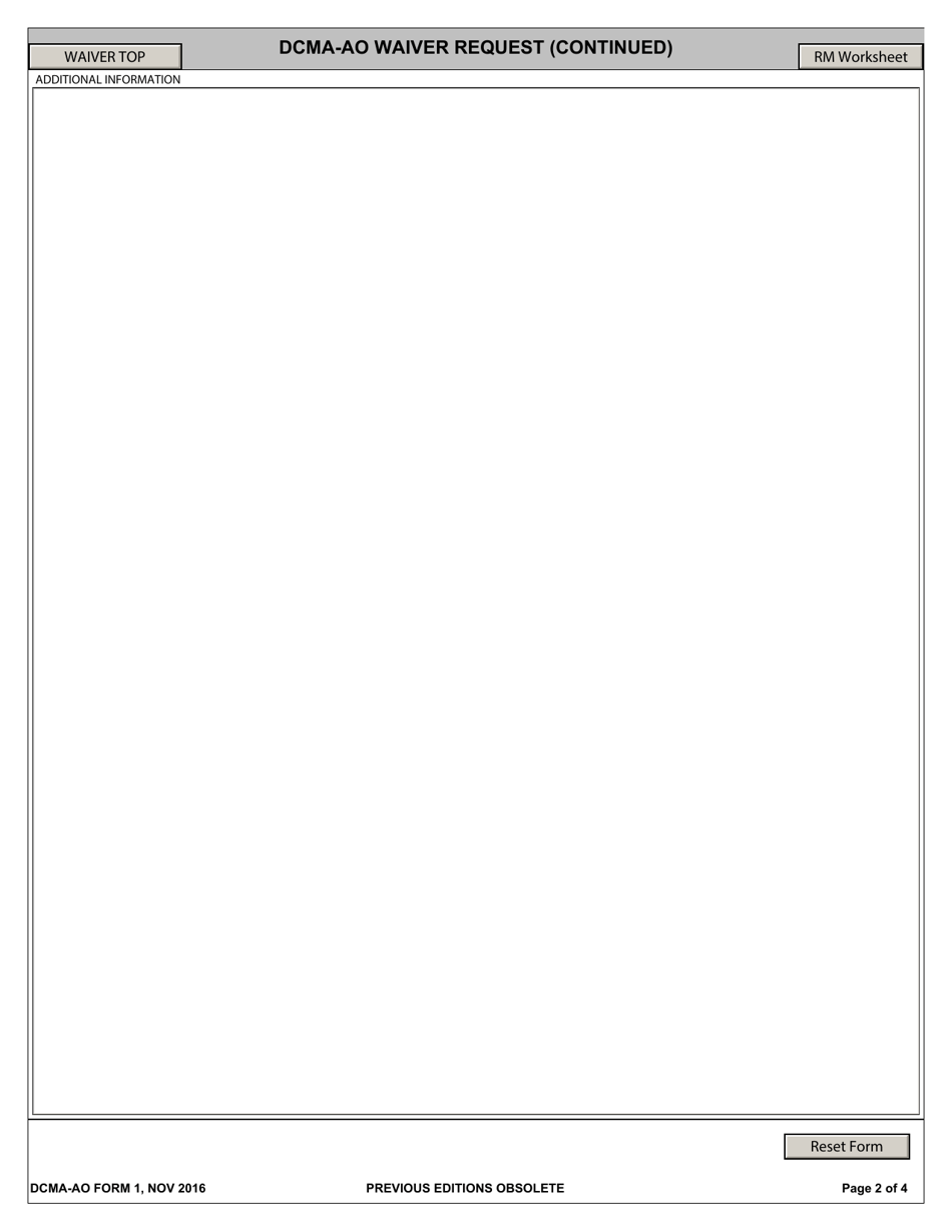DCMA-AO Form 1 Dcma-Ao Waiver Request, Page 2