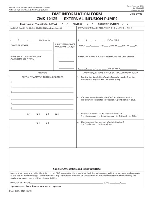 Form CMS-10125  Printable Pdf