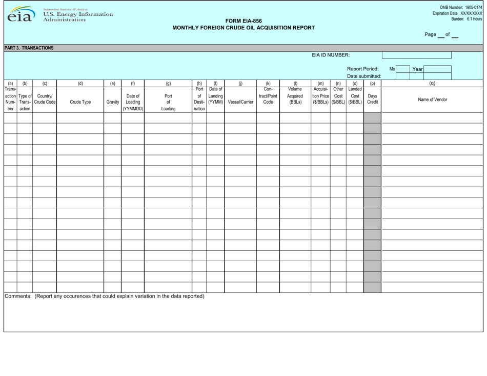 Form EIA-856 - Fill Out, Sign Online and Download Printable PDF ...