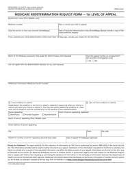 Document preview: Form CMS-20027 Medicare Redetermination Request Form - 1st Level of Appeal