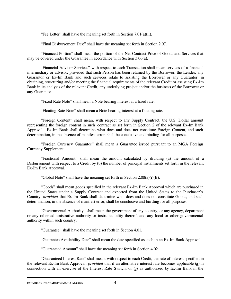 Form MGA-M Master Guarantee Agreement (Medium Term Credits - Electronic Compliance Program), Page 10