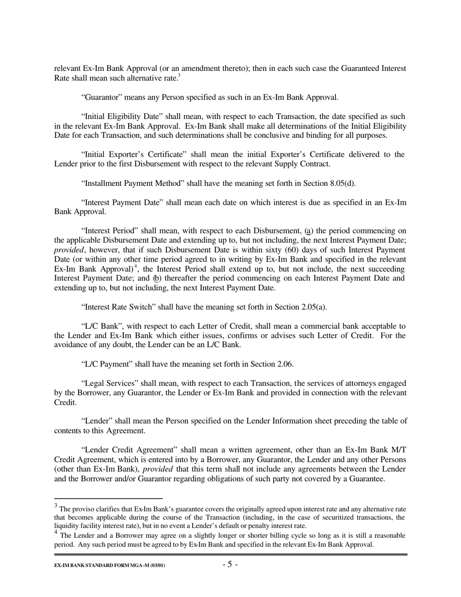 Form MGA-M Master Guarantee Agreement (Medium Term Credits - Electronic Compliance Program), Page 11