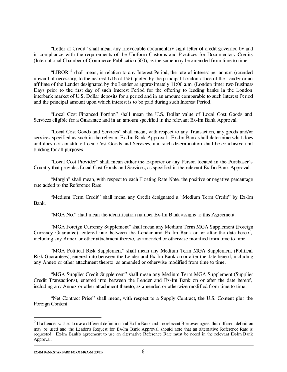 Form MGA-M Master Guarantee Agreement (Medium Term Credits - Electronic Compliance Program), Page 12