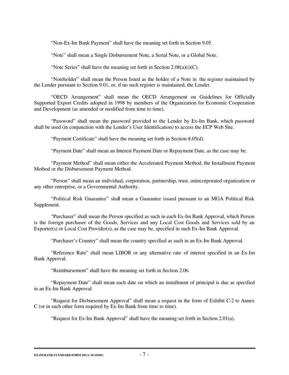 Form MGA-M Master Guarantee Agreement (Medium Term Credits - Electronic Compliance Program), Page 13