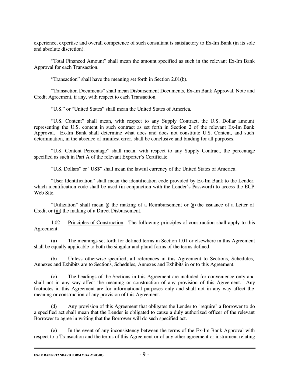 Form MGA-M Master Guarantee Agreement (Medium Term Credits - Electronic Compliance Program), Page 15