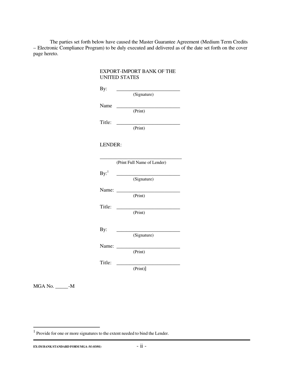 Form MGA-M Master Guarantee Agreement (Medium Term Credits - Electronic Compliance Program), Page 3