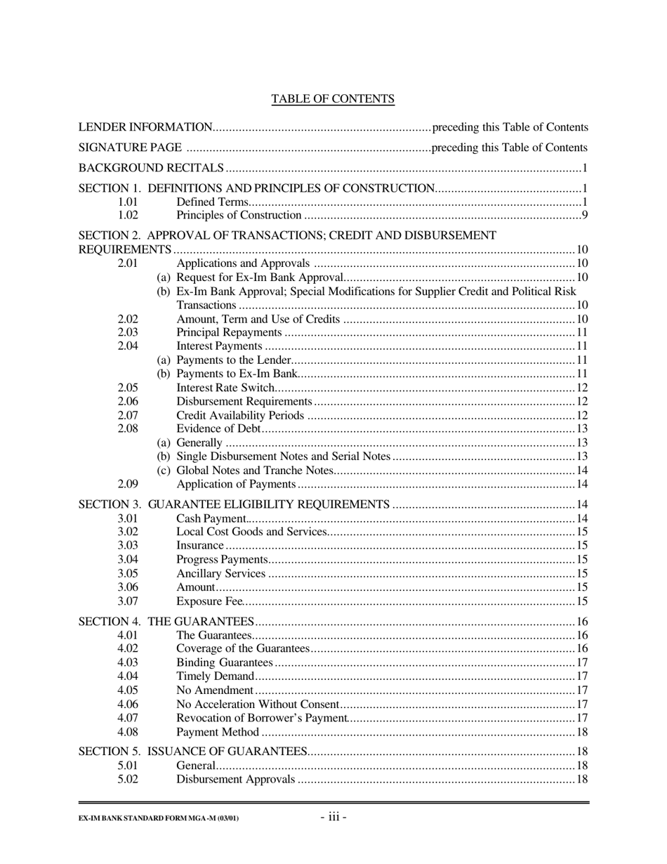 Form MGA-M Master Guarantee Agreement (Medium Term Credits - Electronic Compliance Program), Page 4