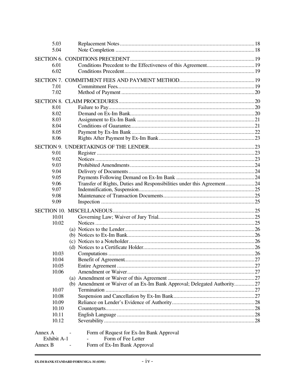 Form MGA-M Master Guarantee Agreement (Medium Term Credits - Electronic Compliance Program), Page 5